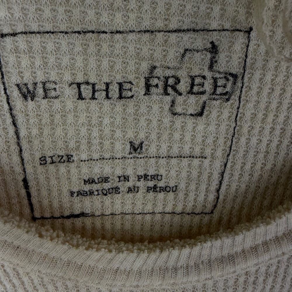 We‎ The Free Long Sleeve Thermal Knit Top Beige Size M - Picture 2 of 3